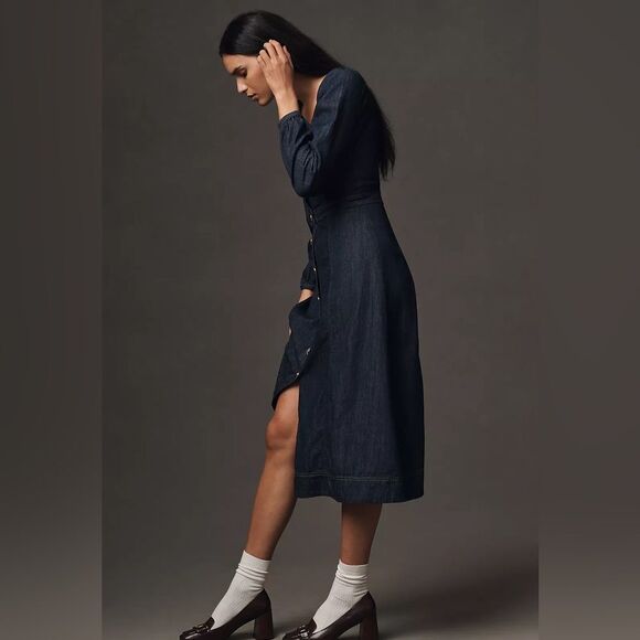 Reformation Celeste Denim Maxi Dress NWT - Picture 4 of 10